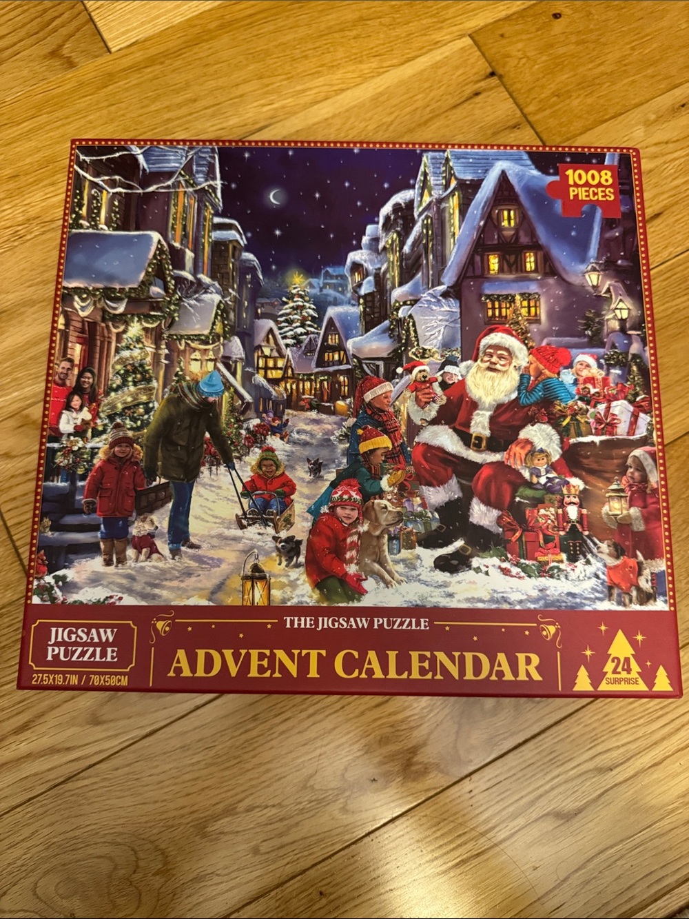 Advent Calendar Jigsaw Puzzle - Festive Holiday Village (Red)